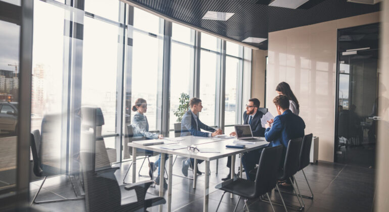 business team and manager in a meeting