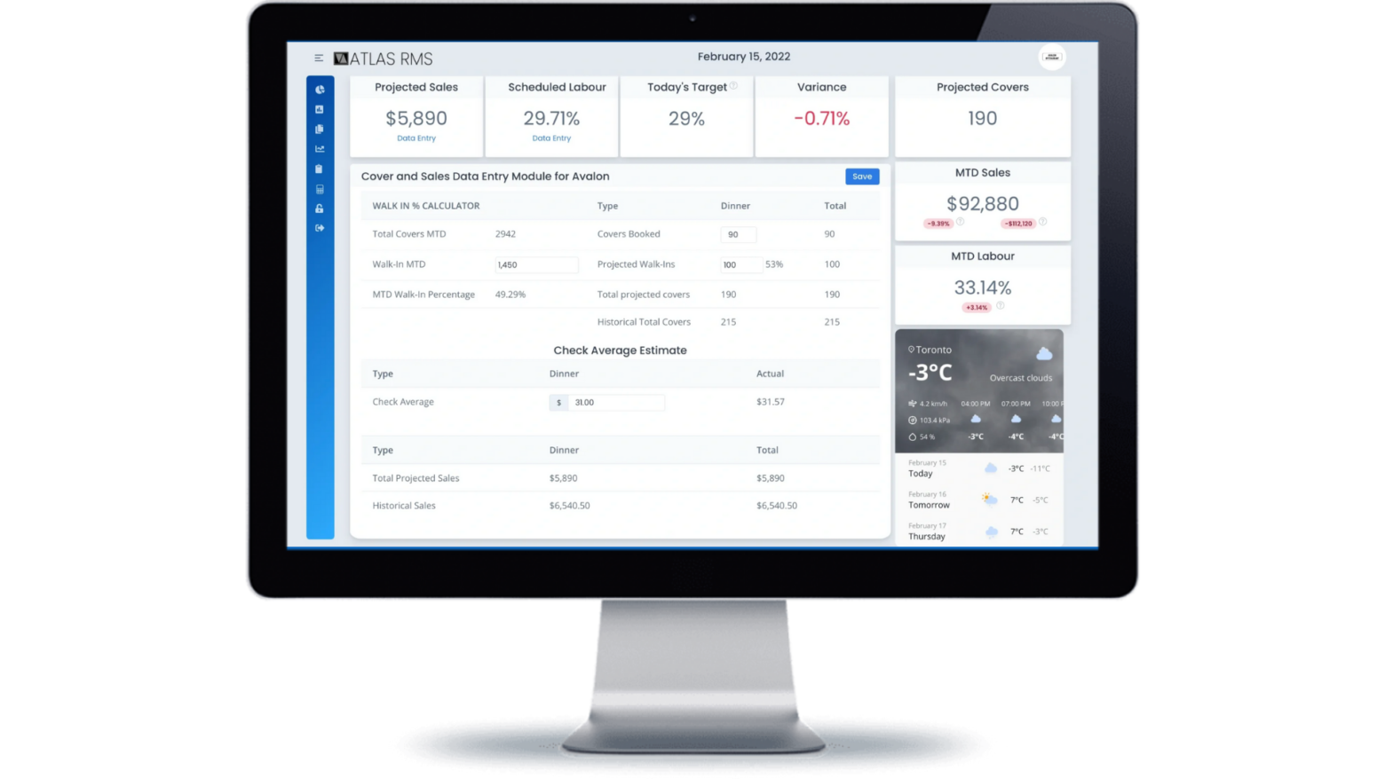 Atlas RMS dashboard