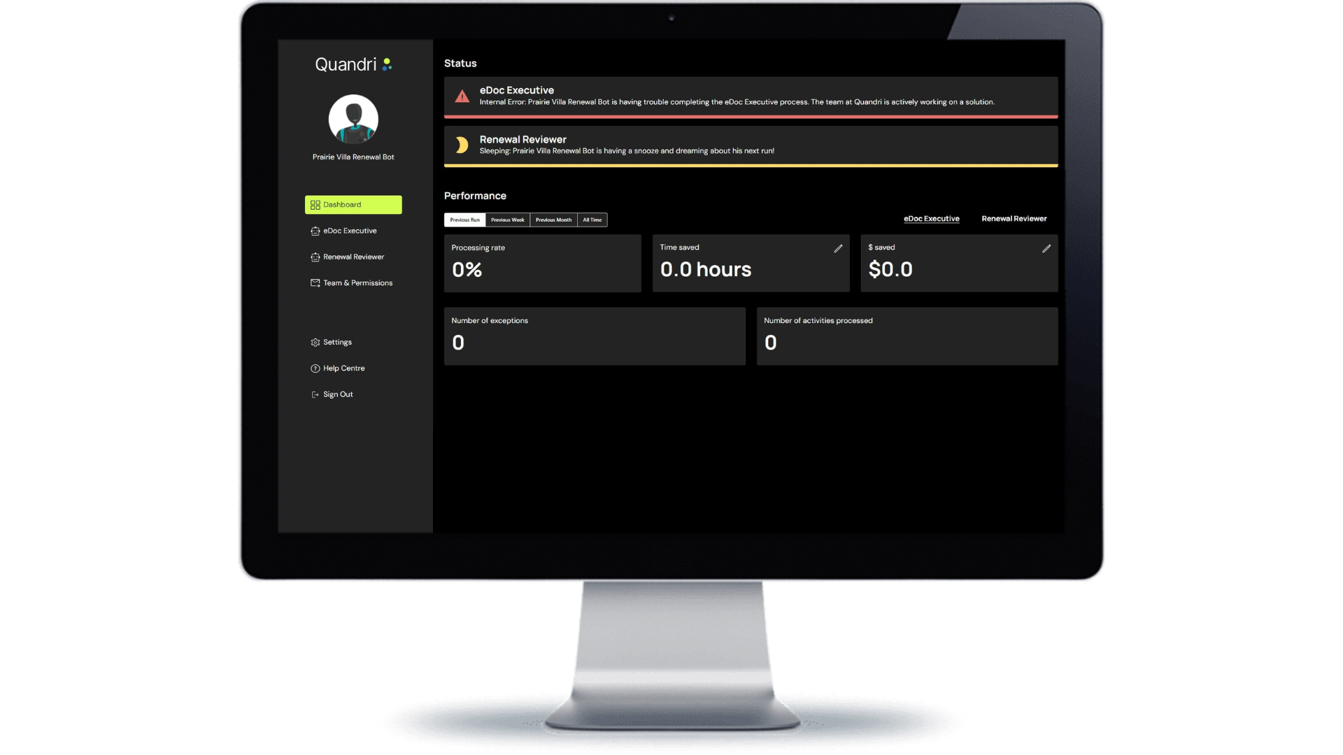 quandri user interface