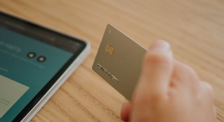 credit card and tablet