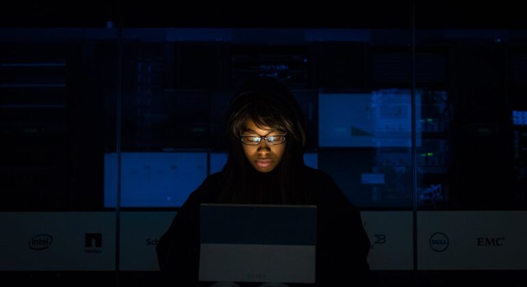 female developer coding