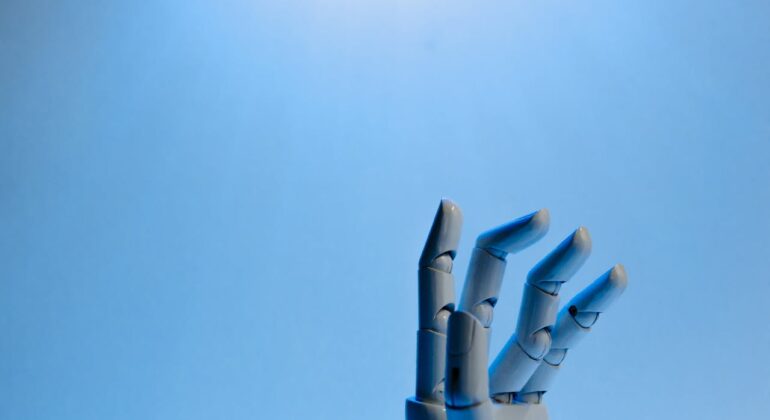 robotic hand on a blue background