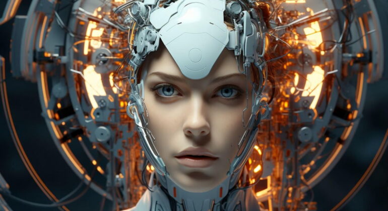 female robot head