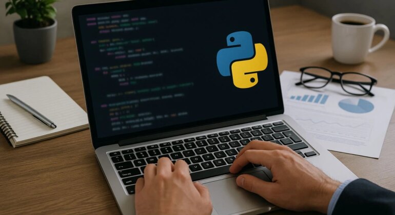 python programming on laptop