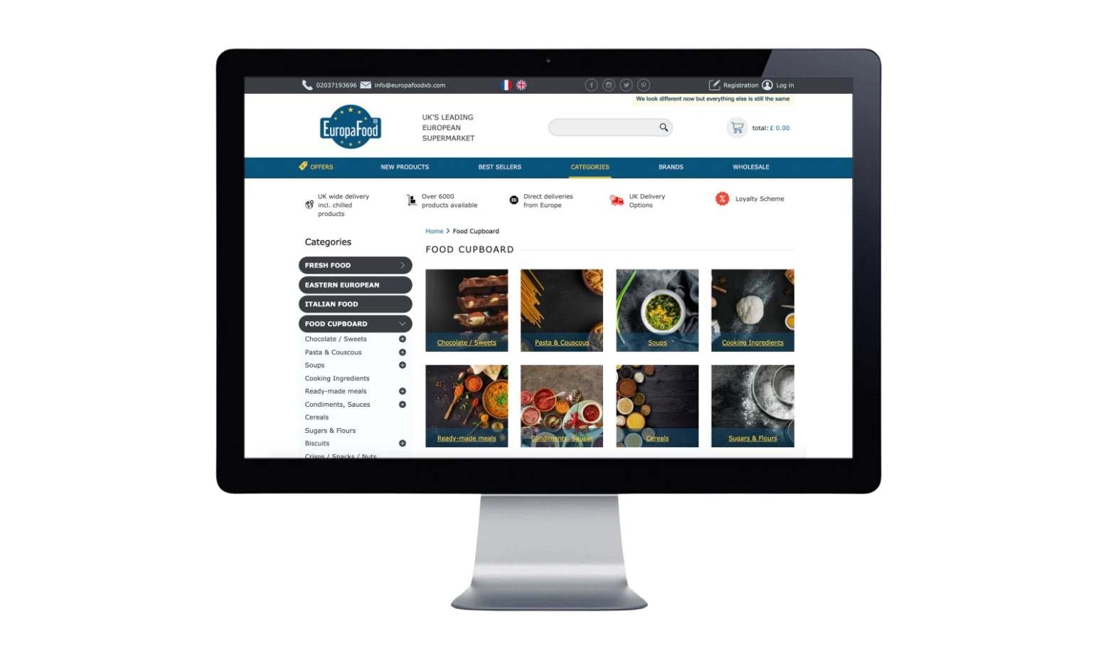 europafood ecommerce site homepage