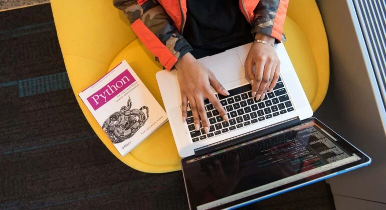 coding Python on a laptop