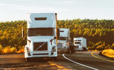 cargo trucks on the american road