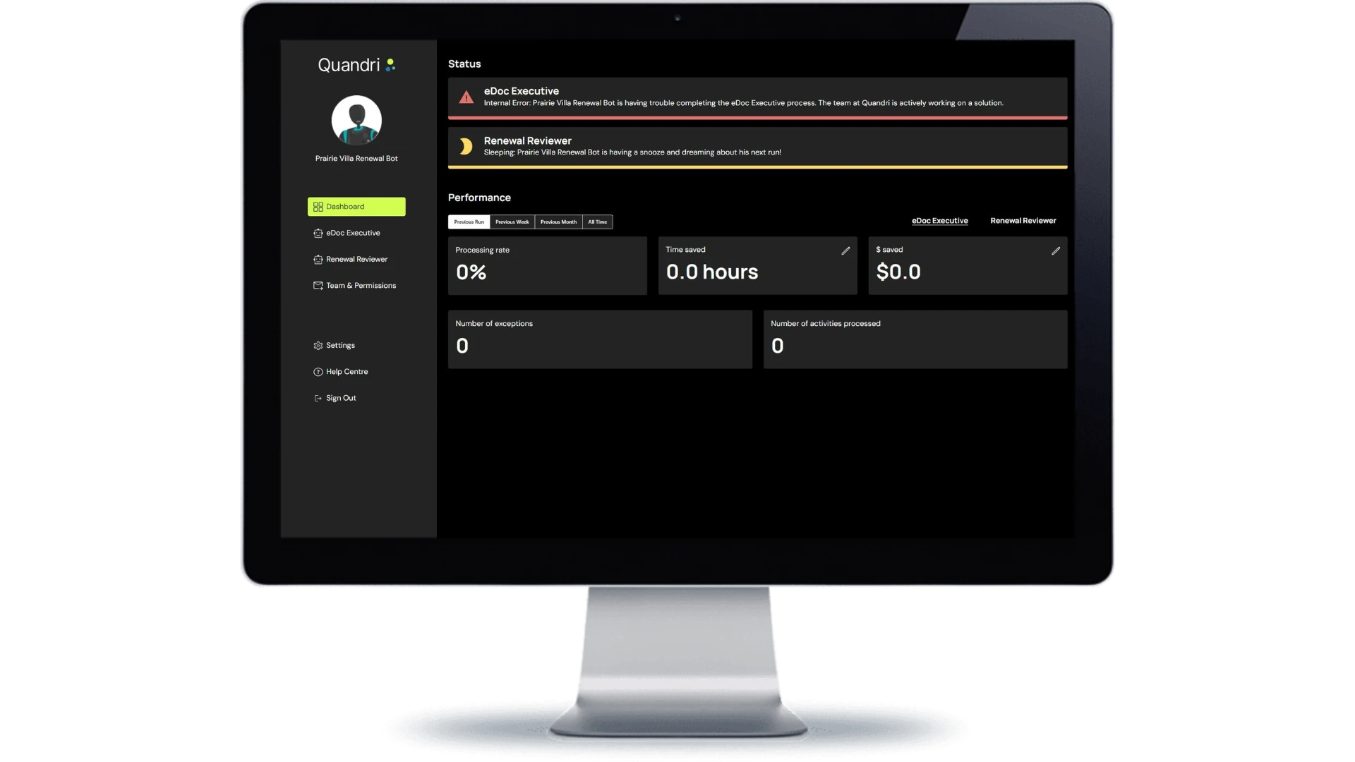 quandri user interface