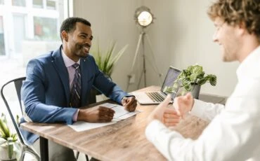 insurance agent talking to a client