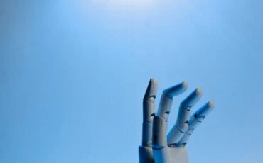 robotic hand on a blue background