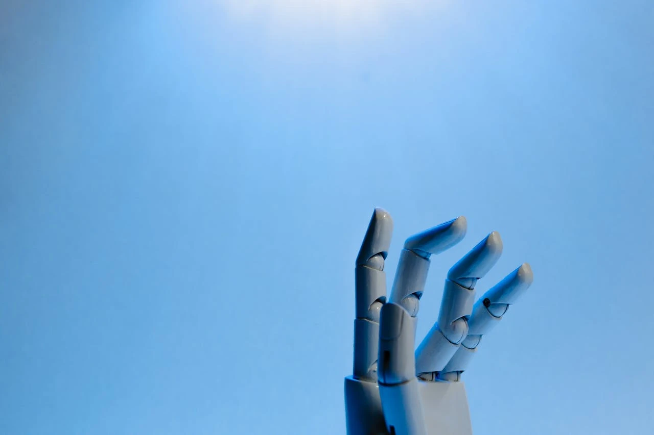 robotic hand on a blue background