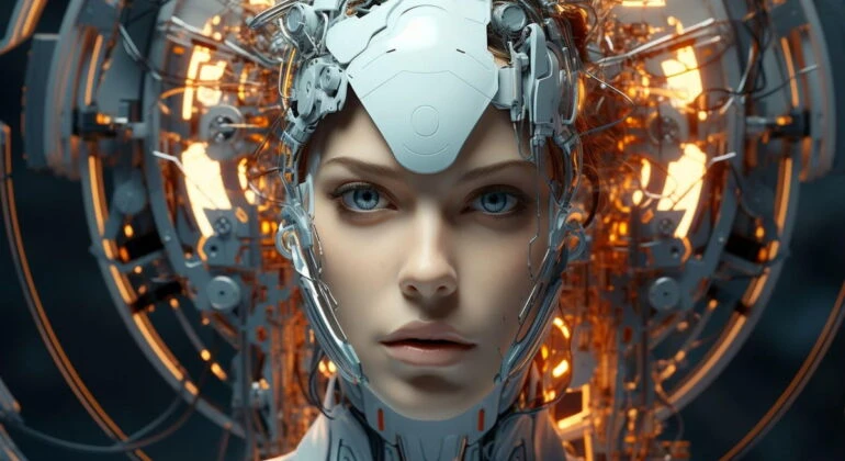 female robot head