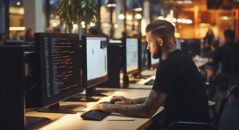 software developer writing a code