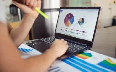 graph on laptop screen