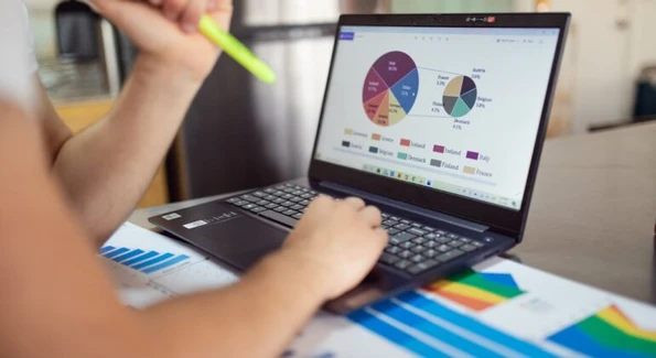 graph on laptop screen