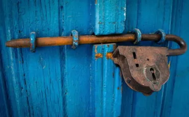 blue locked door