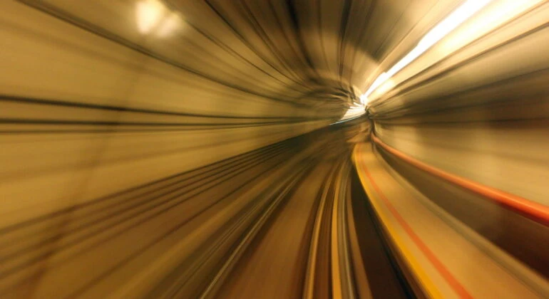 at high speed in the tunnel