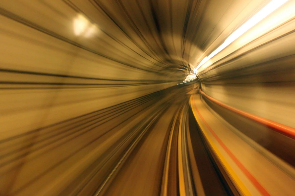 at high speed in the tunnel