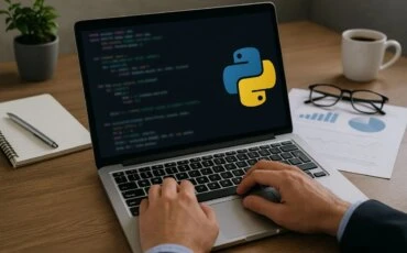 python programming on laptop