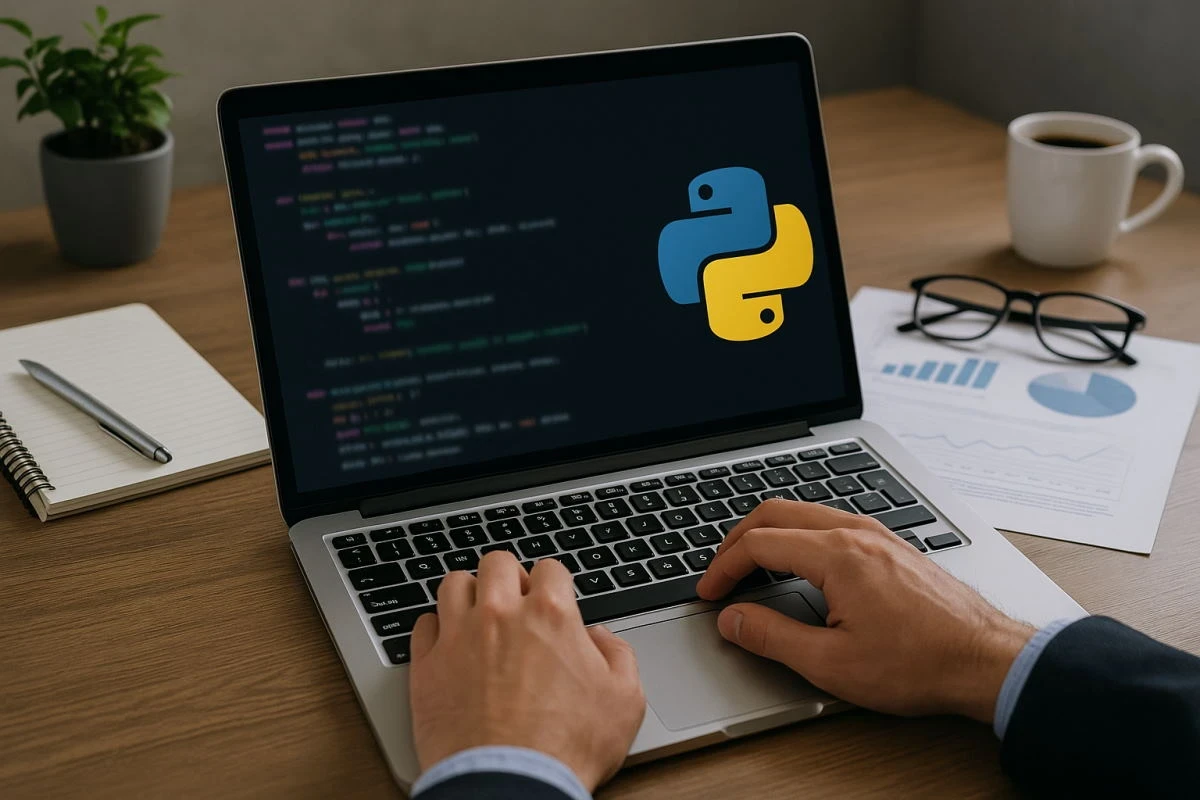 python programming on laptop
