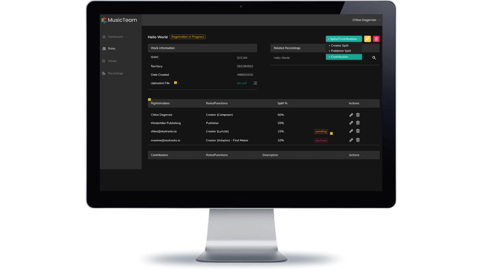 musicteam dashboard